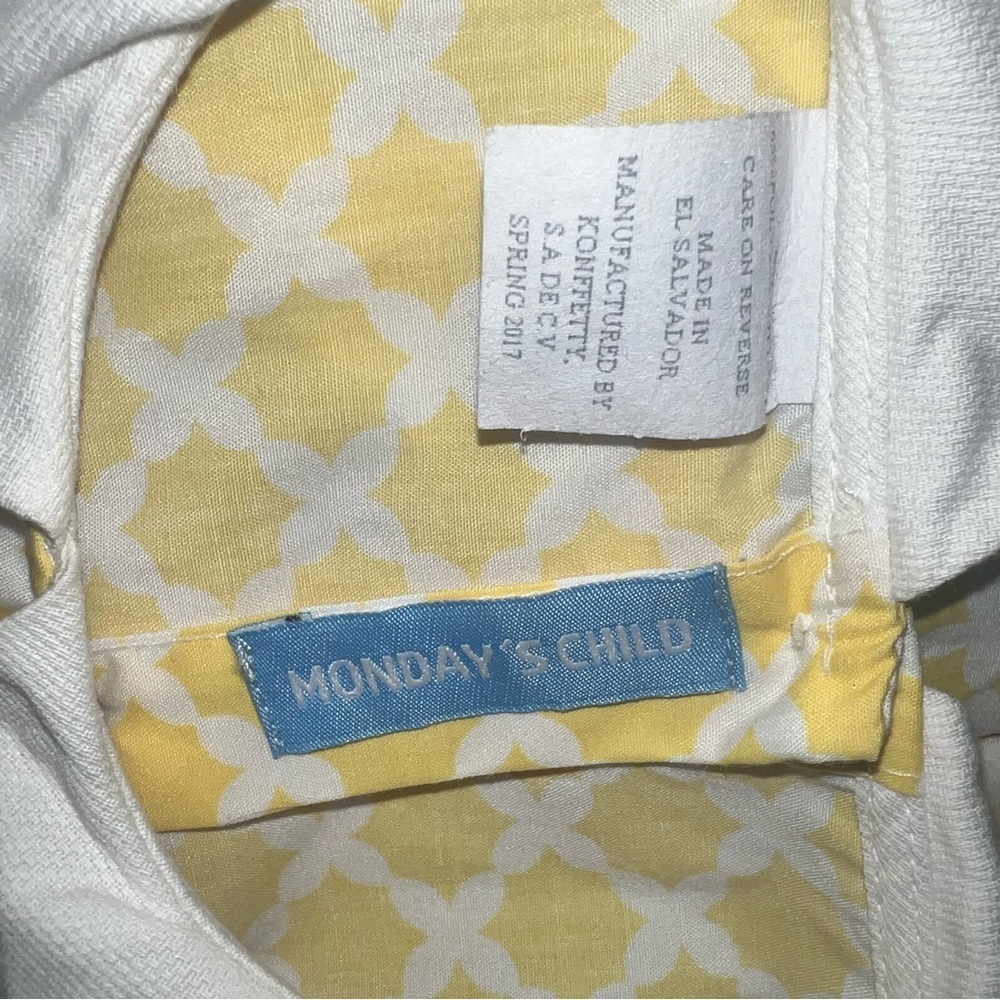Vtg Mondays Child Yellow White quatrefoil girls Dress Sz 6x - Picture 3 of 3